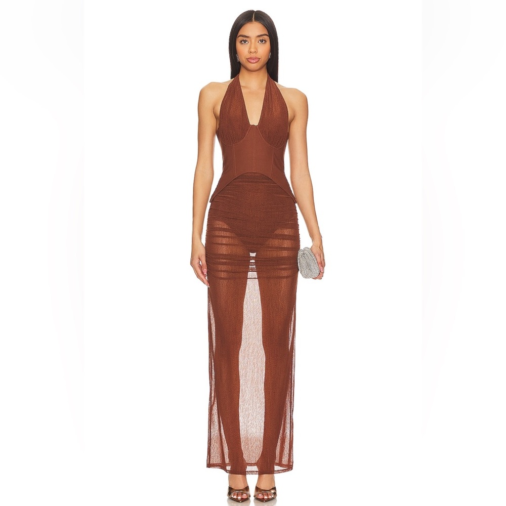 Carolina Midi Dress in Brown Camila Coelho Small